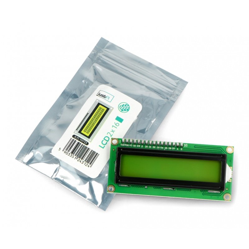 LCD displej 2x16 znaků zelený s konektory