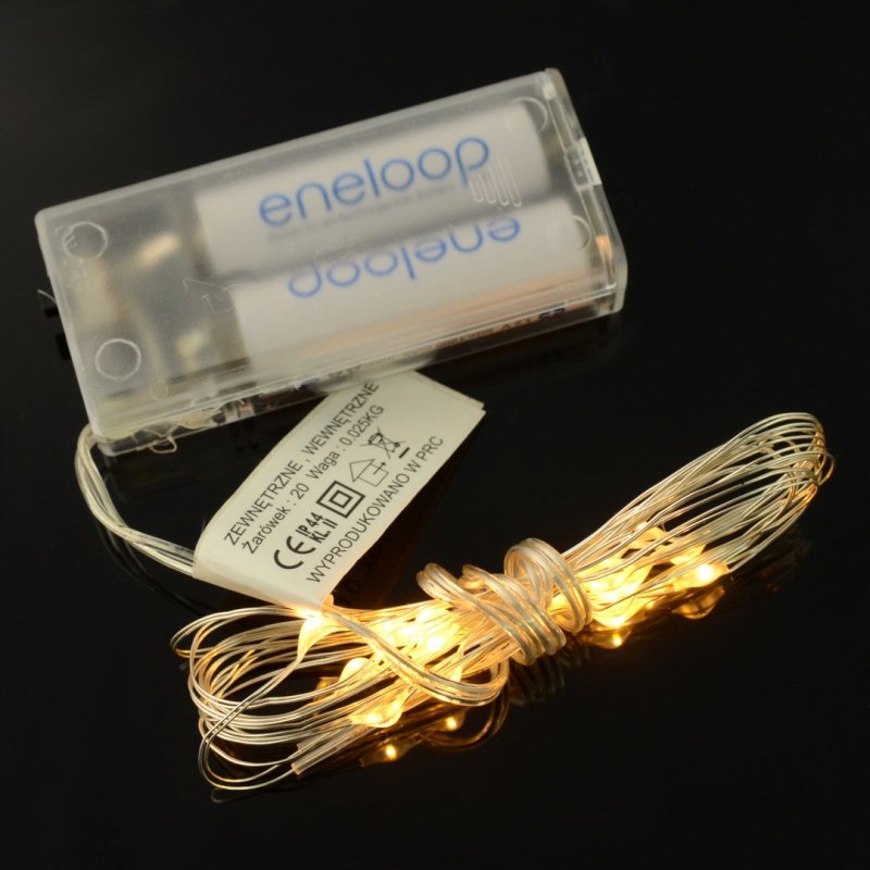 Bateriová LED světla na vánoční stromky - teplá bílá - 20 ks.