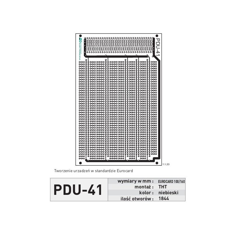 Univerzální PCB PDU41 - THT Eurocard