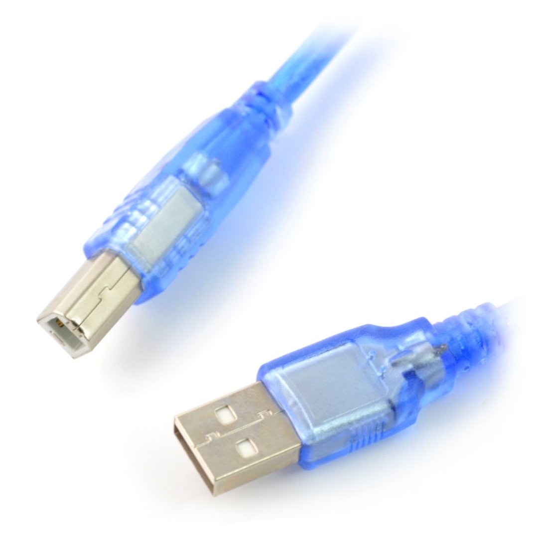 USB kabel A - B - 30cm - modrý