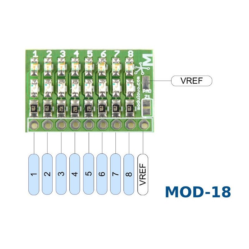 8kanálový dvousměrný logický tester LED - MOD-18