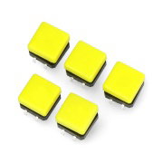 Taktický spínač 12x12mm s víčkem - čtvercový žlutý - 5 ks