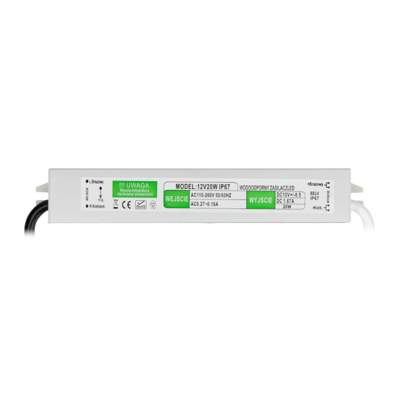 Napájecí zdroj pro LED pásky a pásky vodotěsné - 12V / 1,67A /