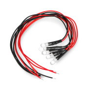 Dioda LED 5mm 12V z rezystorem i przewodem - biała - 5szt.