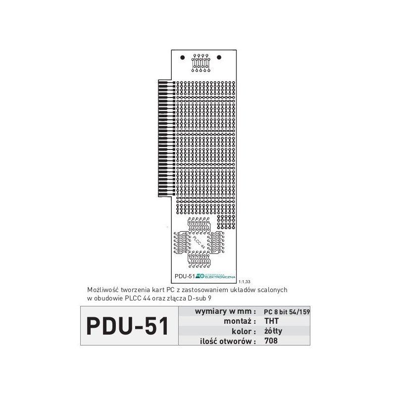 Univerzální deska PDU51 - THT, PC karta