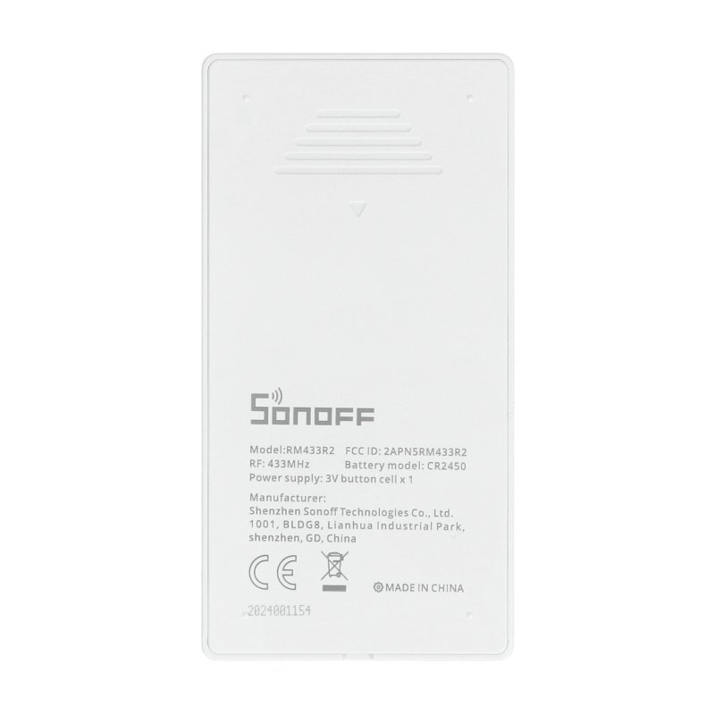 Dálkový ovladač Sonoff RM433R2 - 8 kanálů - 433 MHz
