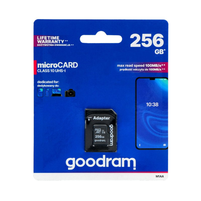 GOODRAM 256GB MICRO CARD cl 10 UHS I + adapter