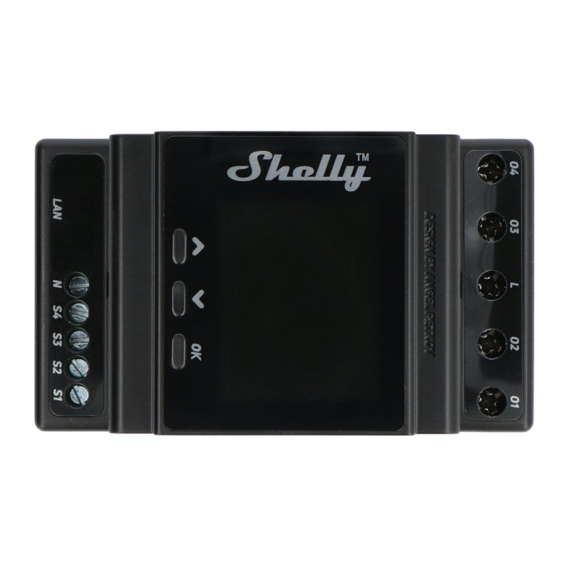 Shelly Pro 4PM - 4kanálový WiFi 230V ovladač s displejem -