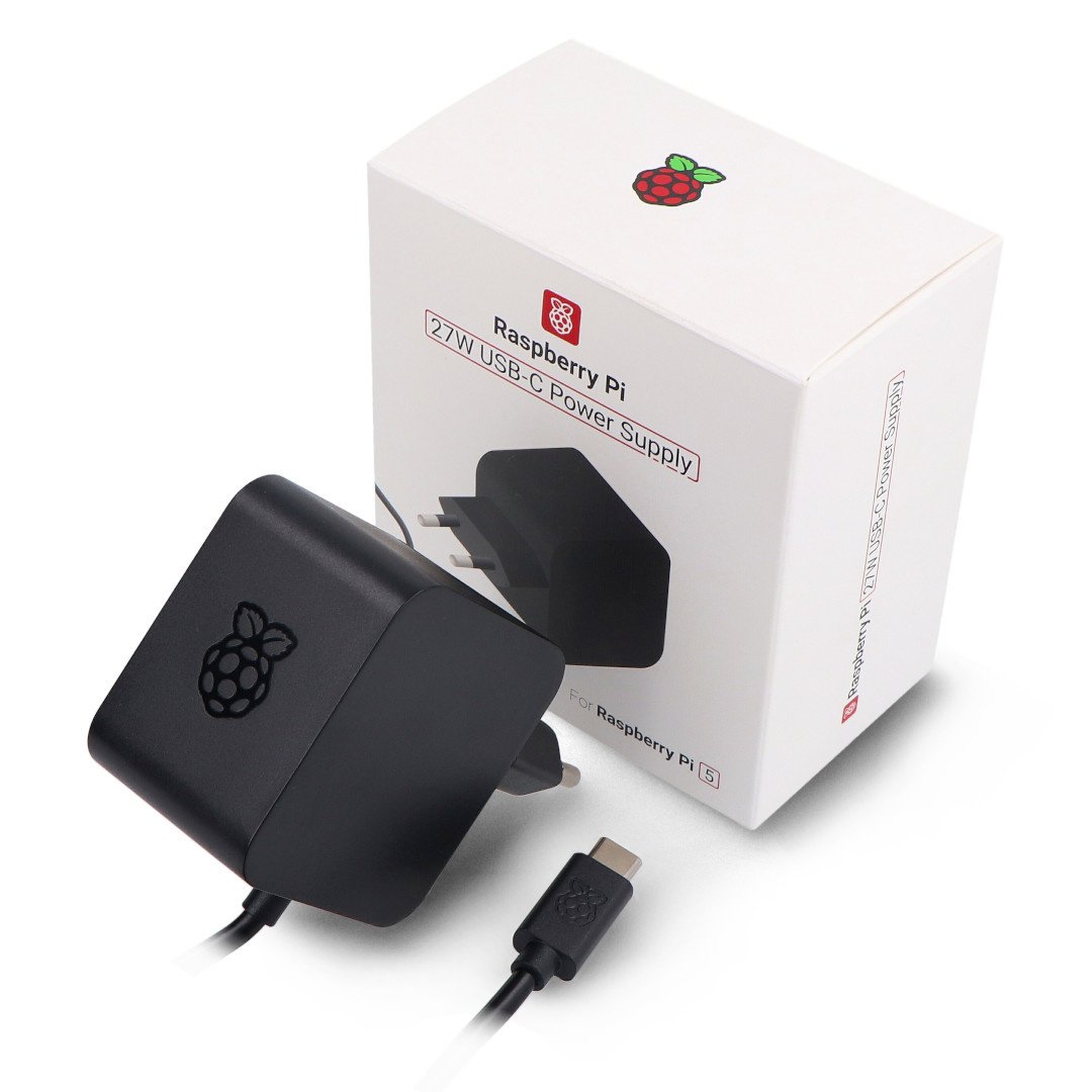 Raspberry Pi 27W USB-C napájecí zdroj - oficiální USB C napájecí zdroj 5,1V / 5A pro Raspberry Pi 5 - černý
