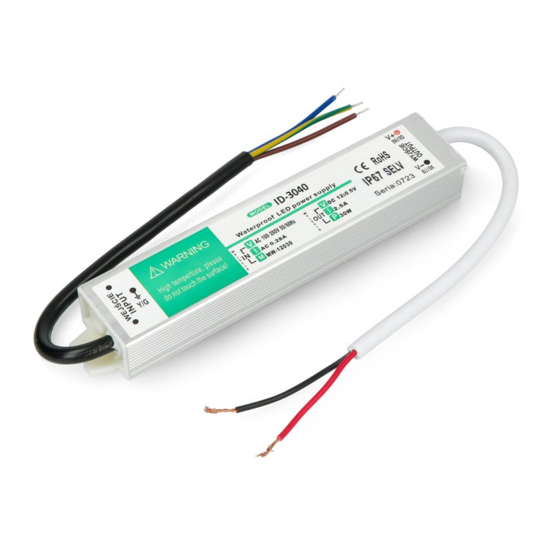 Napájecí zdroj pro LED pásky a pásky voděodolné - 12V / 2,5A /