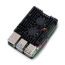 Black Aluminum case for Raspberry Pi 5 with 2 PWM 4PINS fans