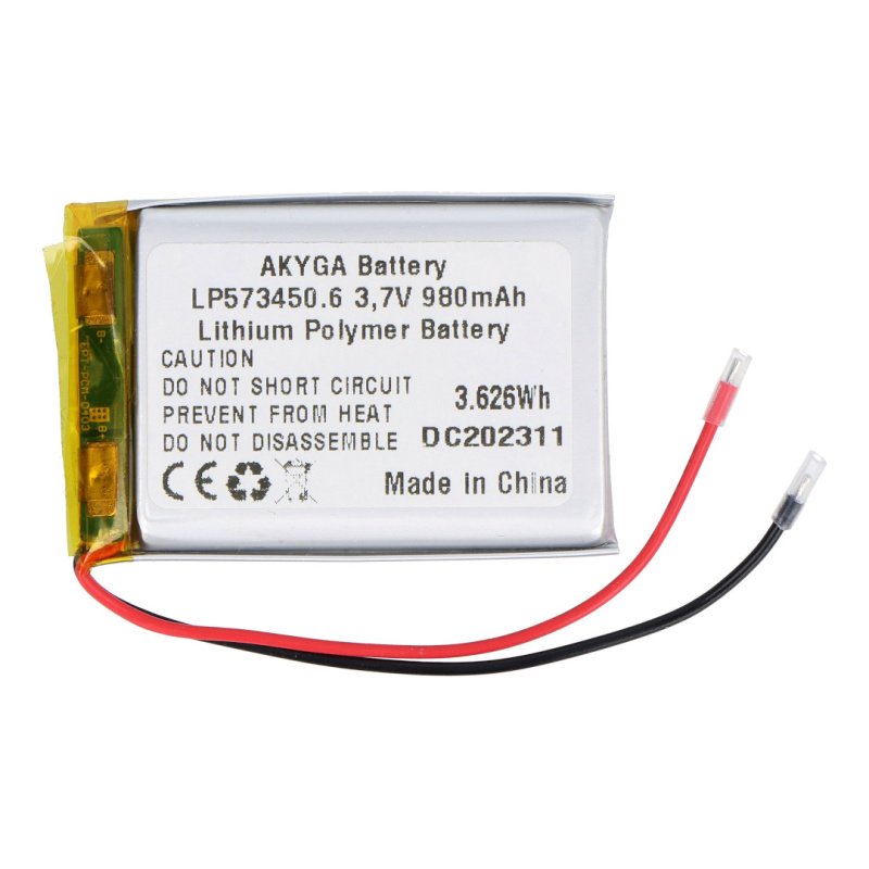 Akumulator Li-Po 3,7V/980mAh 5C, PCM, przewody L-80mm