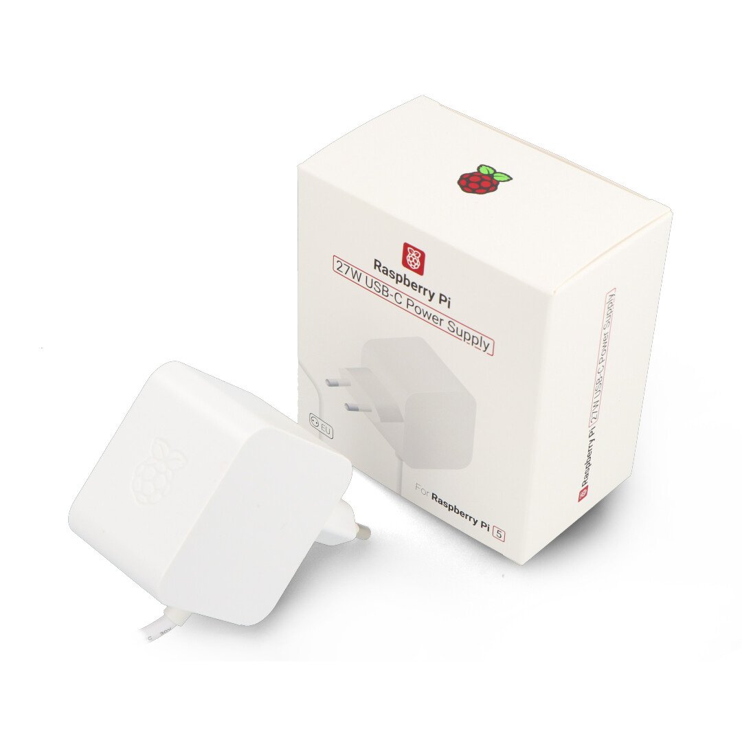 Raspberry Pi 27W USB-C zdroj - oficiální USB C zdroj 5,1V / 5A pro Raspberry Pi 5 - bílý
