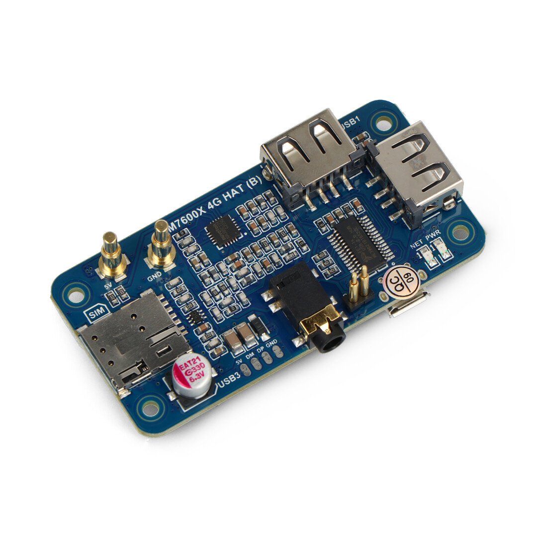 SIM7600G-H 4G HAT (B) for Raspberry Pi, LTE Cat-4 4G / 3G / 2G