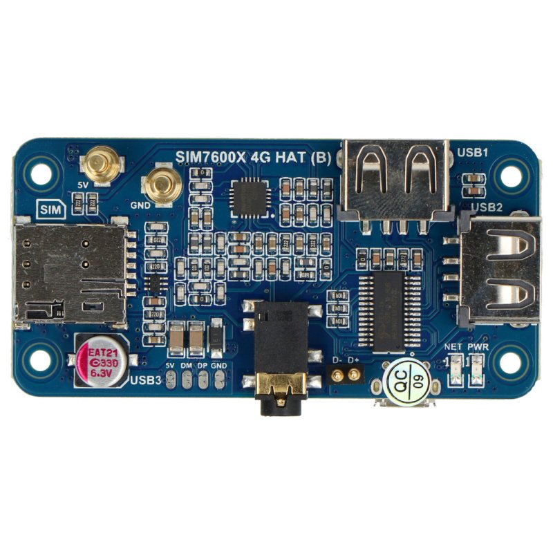 SIM7600G-H 4G HAT (B) for Raspberry Pi, LTE Cat-4 4G / 3G / 2G