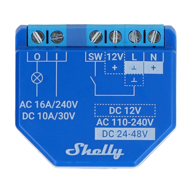 Shelly Plus 1 - relé 12V/24V-48V DC / 240VAC WiFi 16A - Android