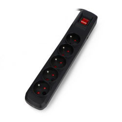Prodlužovací kabel se zabezpečením Arcon R5 černý - 5 zásuvek