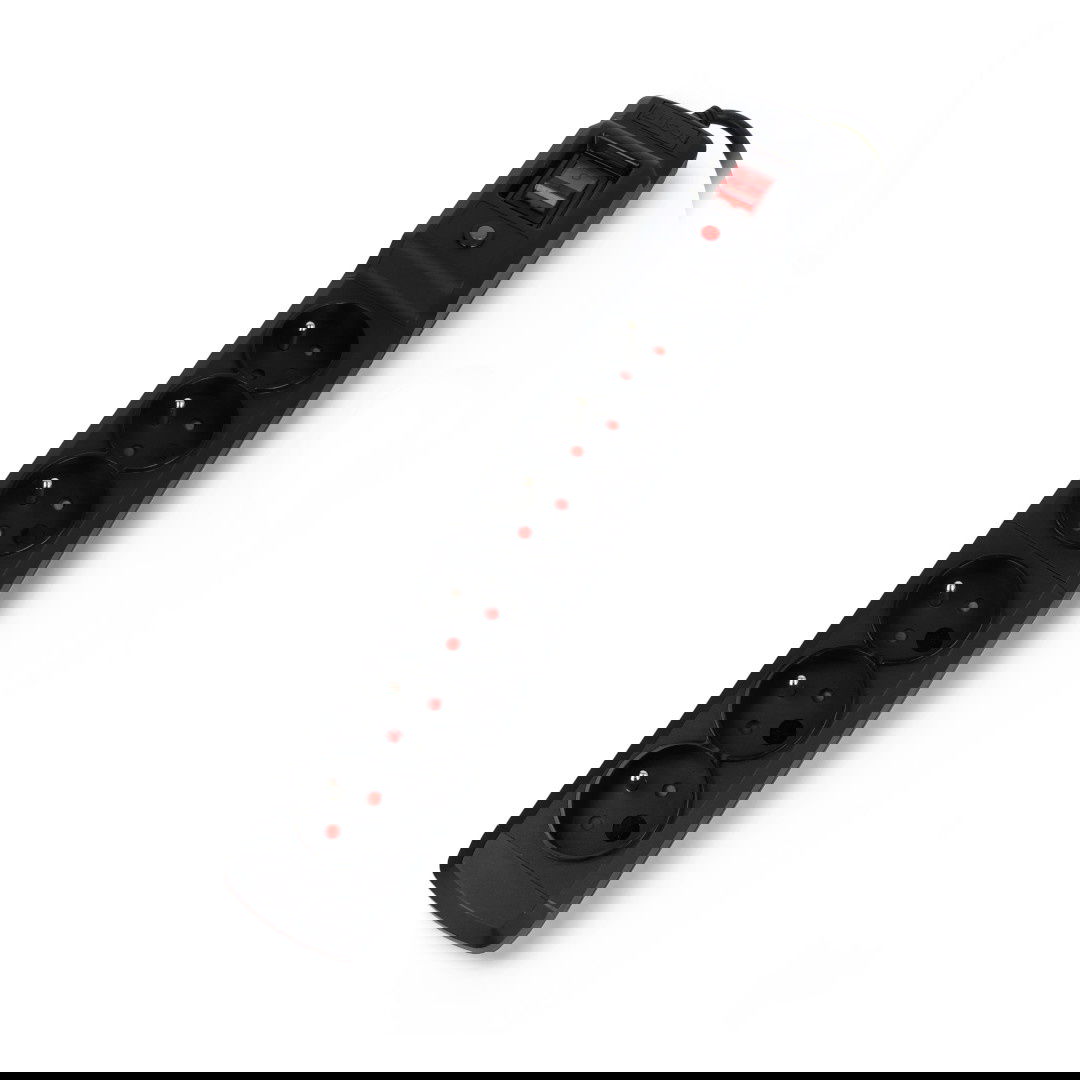 Prodlužovací kabel se zabezpečením Arcon multi M6 černý - 6 zásuvek