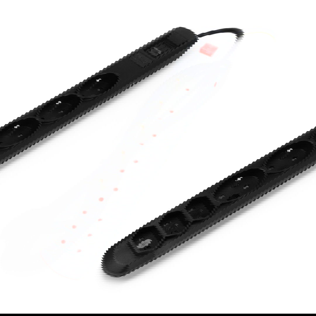 Prodlužovací kabel Arcon R8 černý s ochranou - 8 zásuvek - 3 m