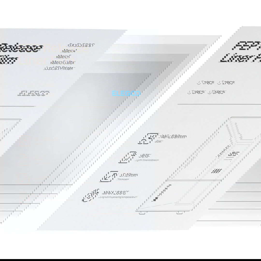 FEP fólie pro tiskárny Elegoo Mars 4/5/5 Ultra 3D - 206x146mm -