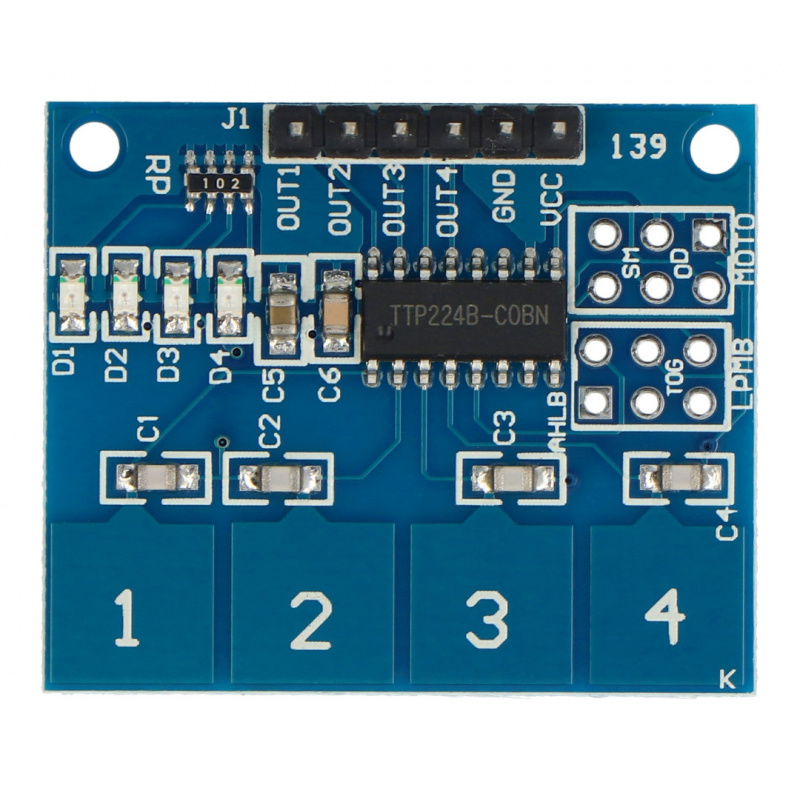 Dotyková klávesnice TTP224 - 4 tlačítka
