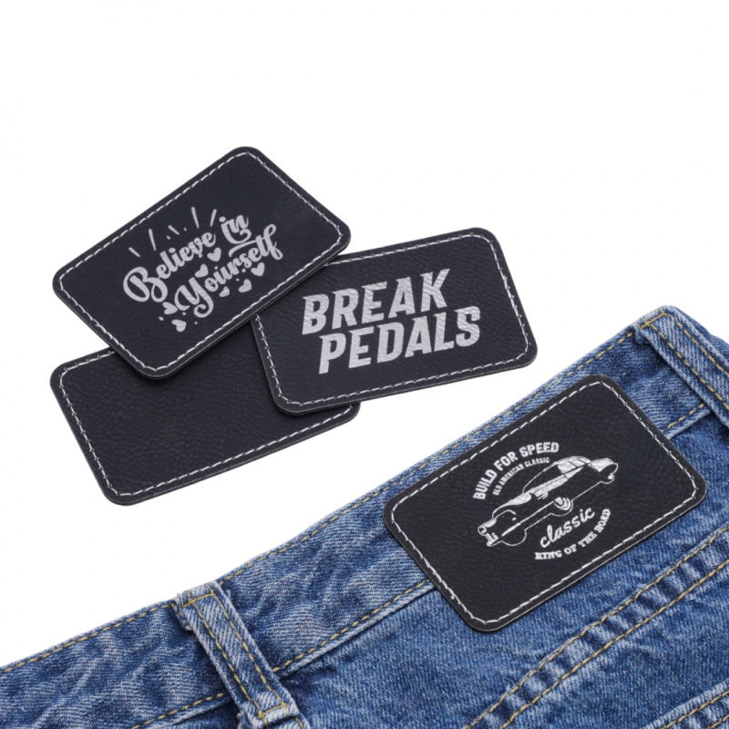 Rectangular PU Iron-on Patch - Black to Silver (10PCS) - YD005