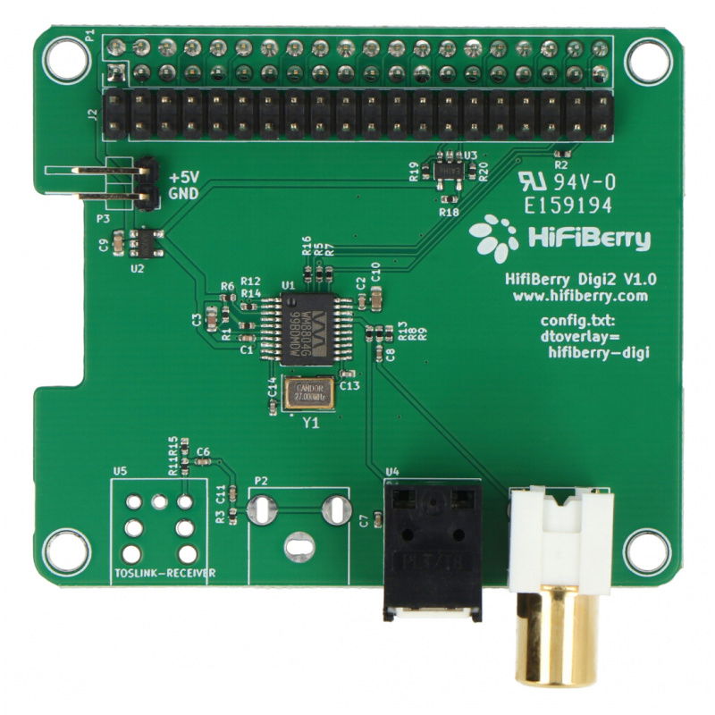 HiFiBerry Digi2 Standard - zvuková karta pro Raspberry Pi 4B /