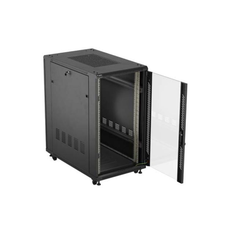 SZAFA INSTALACYJNA RACK STOJĄCA 19" 22U 600X1000 CZARNA DRZWI