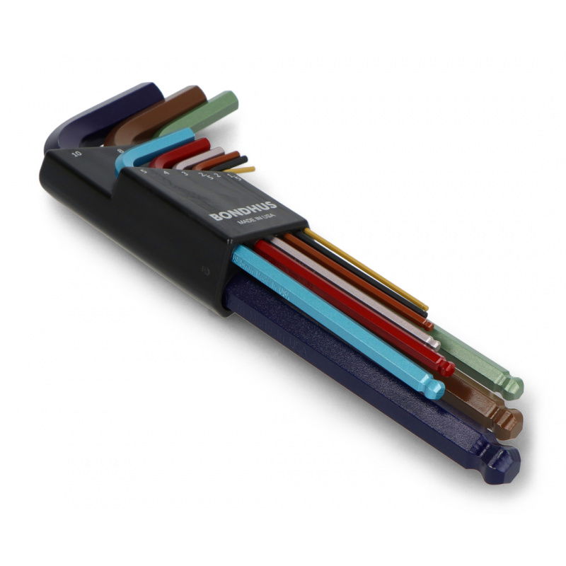 Zestaw imbusów 1,5 - 10 BONDHUS - długie, z kulką, kolor [9 cz.]