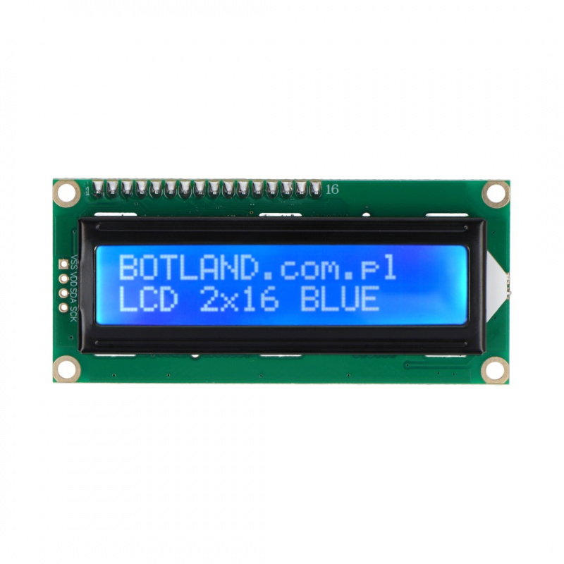LCD displej 2x16 znaků modrý s konektory - justPi