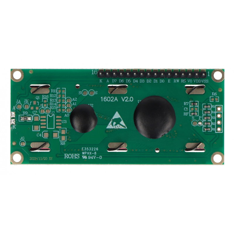 LCD displej 2x16 znaků modrý s konektory - justPi