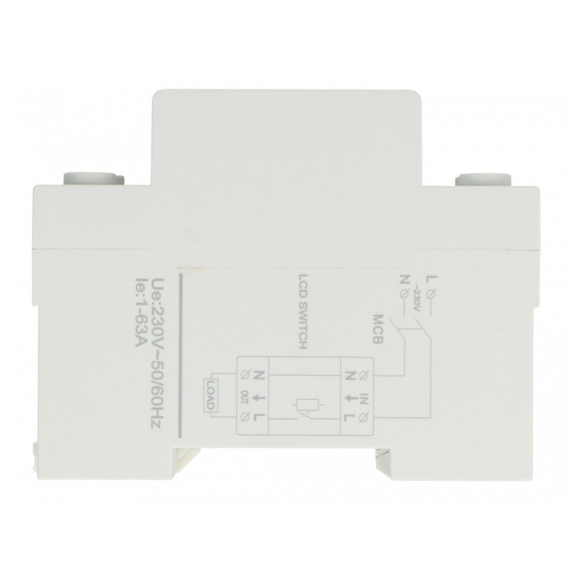 Qoltec Przekaźnik 63A na szynę DIN z licznikiem energii