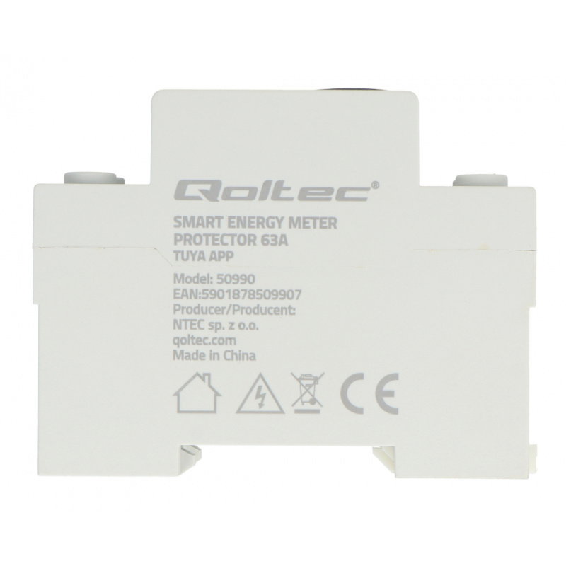 Qoltec Przekaźnik 63A na szynę DIN z licznikiem energii