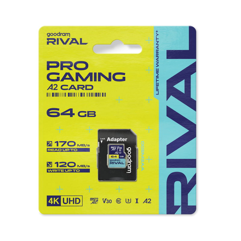 GOODRAM RIVAL M2AA 64GB micro card V30 A2 (UHS I U3) + adapter