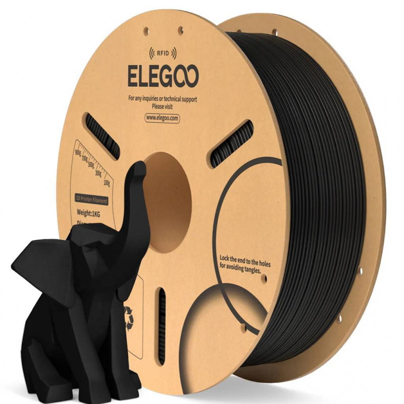 Elegoo PLA Black 1,75 mm / 1000 g Paper Spool(RFID) 1KG Paper