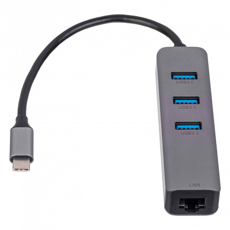 Hub USB type C do 3x USB 3.0 Akyga AK-AD-66 z kartą sieciową