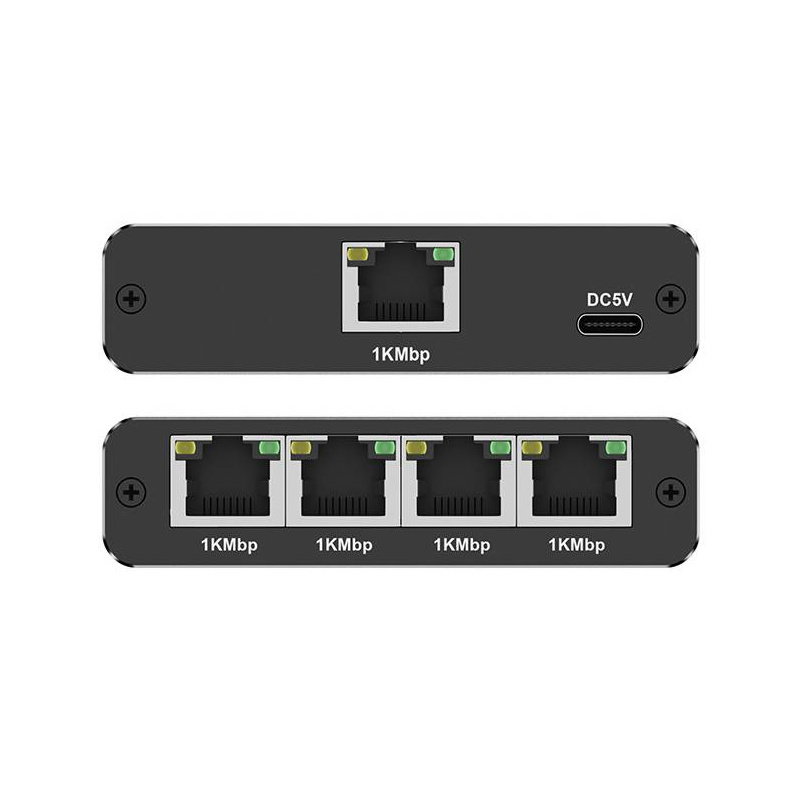 Qoltec Rozdzielacz Splitter Ethernet mini SWITCH 1x4 RJ45 |