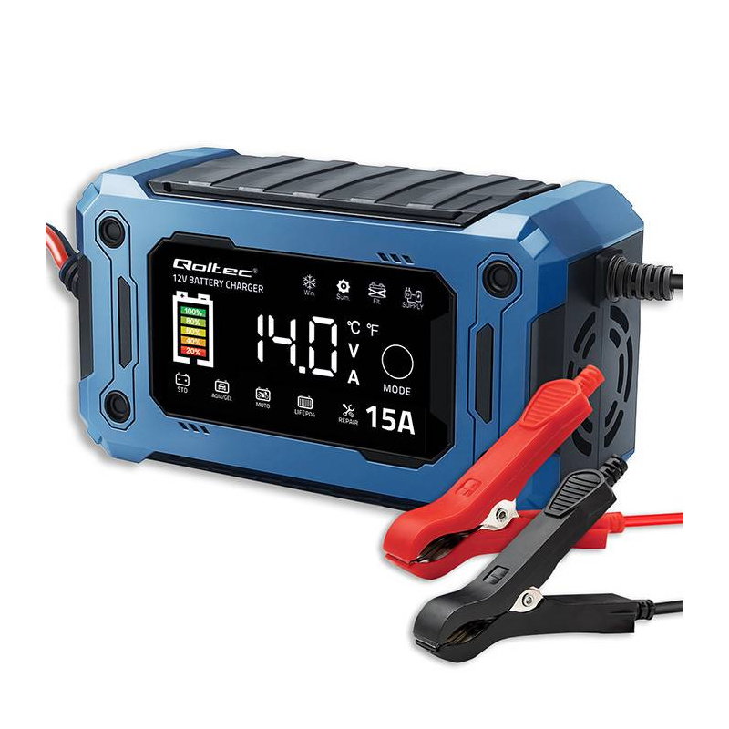 Qoltec Inteligentna mikroprocesorowa ładowarka 12V 15A