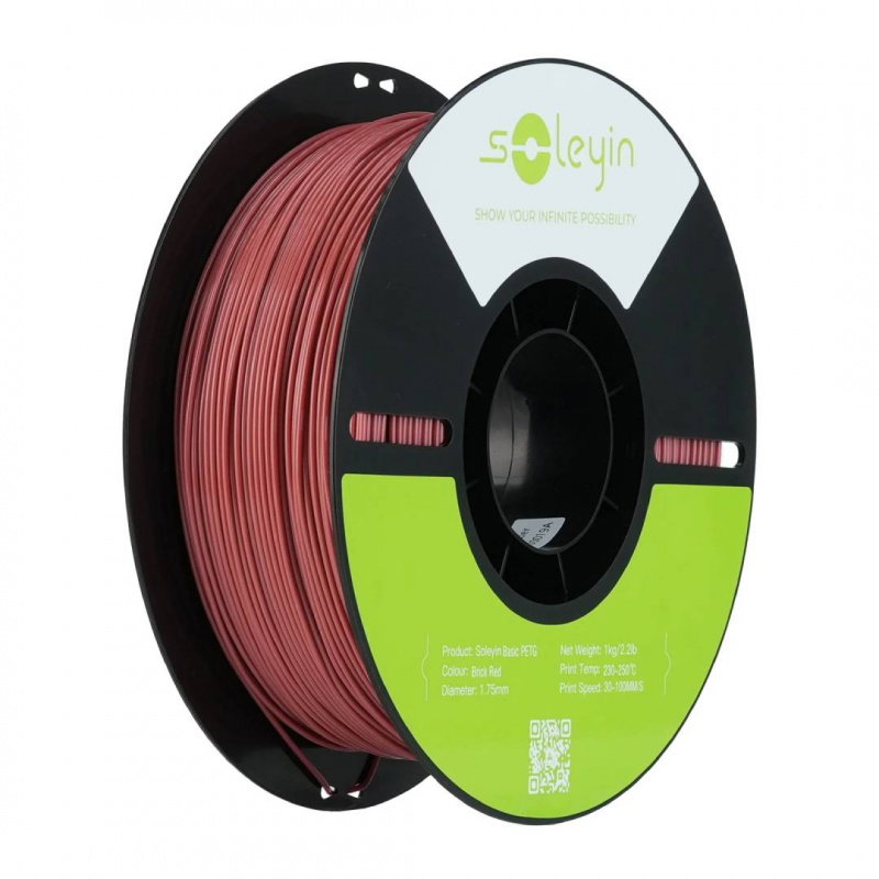 Soleyin Basic PETG Brick Red_1.75_1KG_Black Neutral Tray_Eco