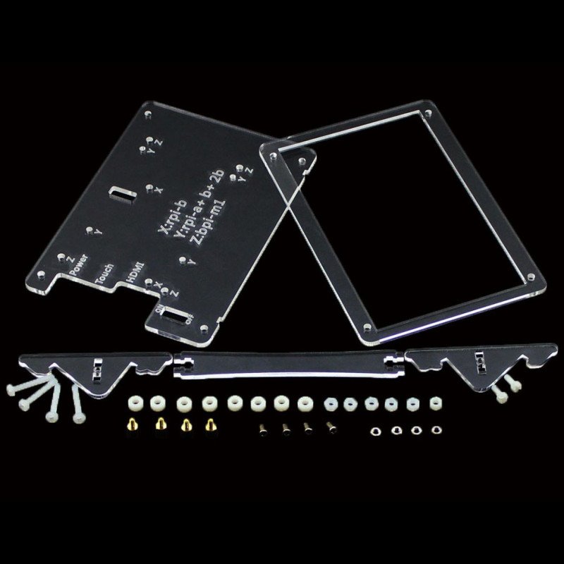 Průhledné pouzdro pro Raspberry Pi 2 / B + a TFT 5 "LCD obrazovku