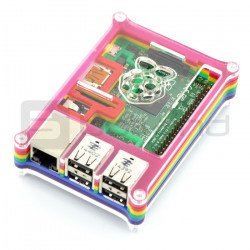 Duhové pouzdro B - barevné průhledné pouzdro pro Raspberry Pi 2B