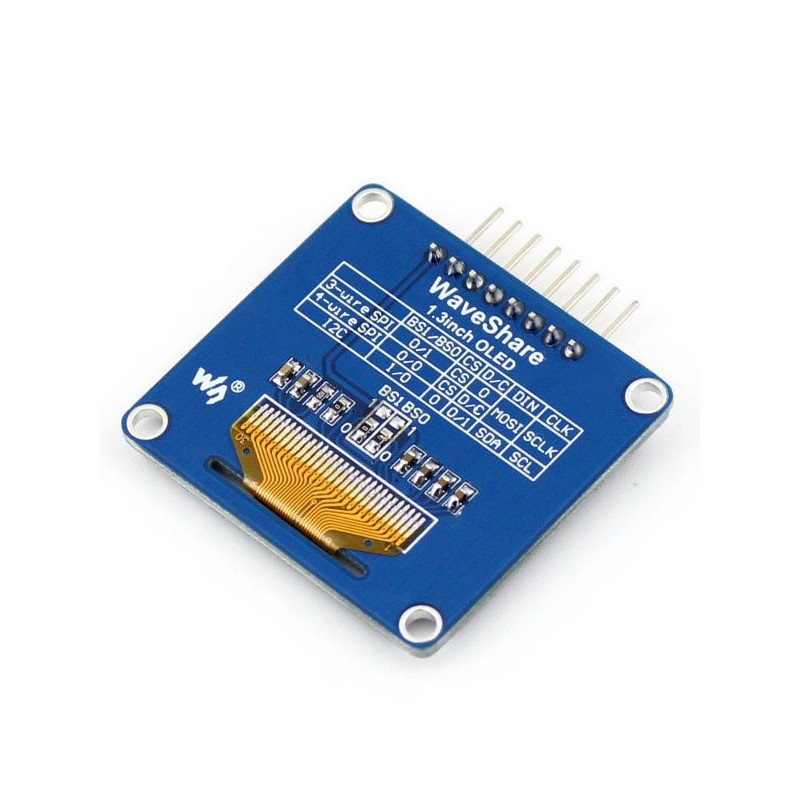 OLED displej, dvoubarevný grafický 1,3 "128x64px SPI / I2C-úhlové konektory