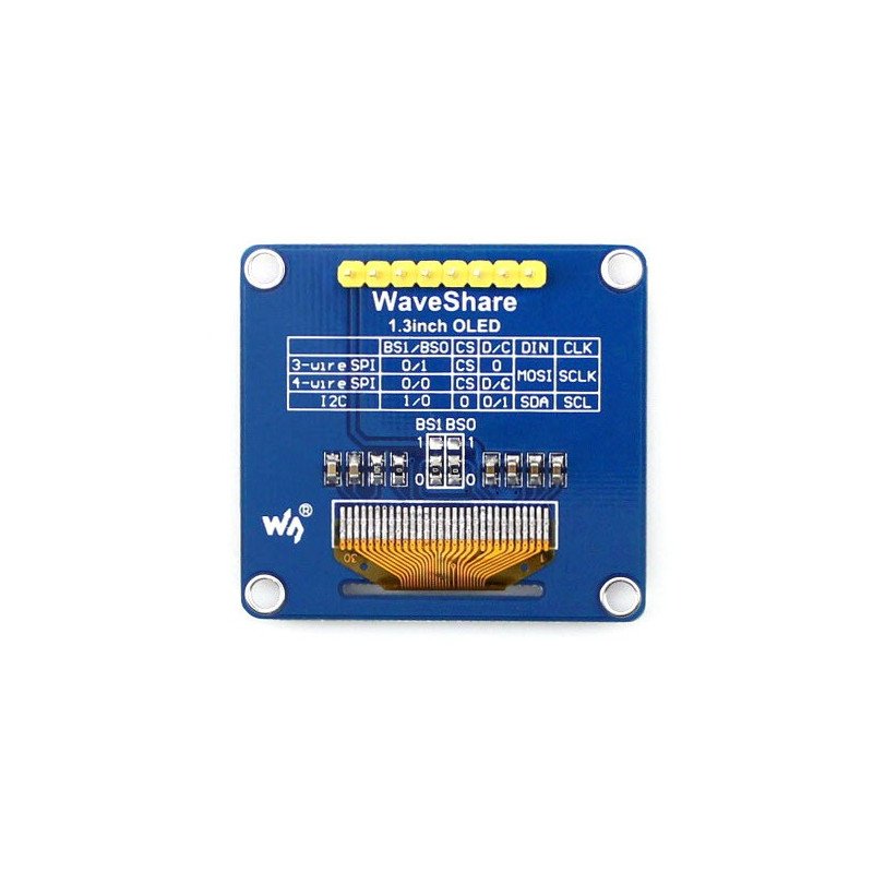 OLED displej, modrá grafika, 1,3 "128x64px SPI / I2C - jednoduché konektory