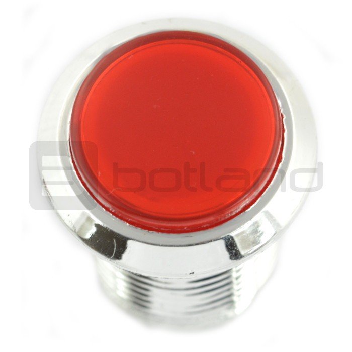 Tlačítko 3,3 cm - červené podsvícení