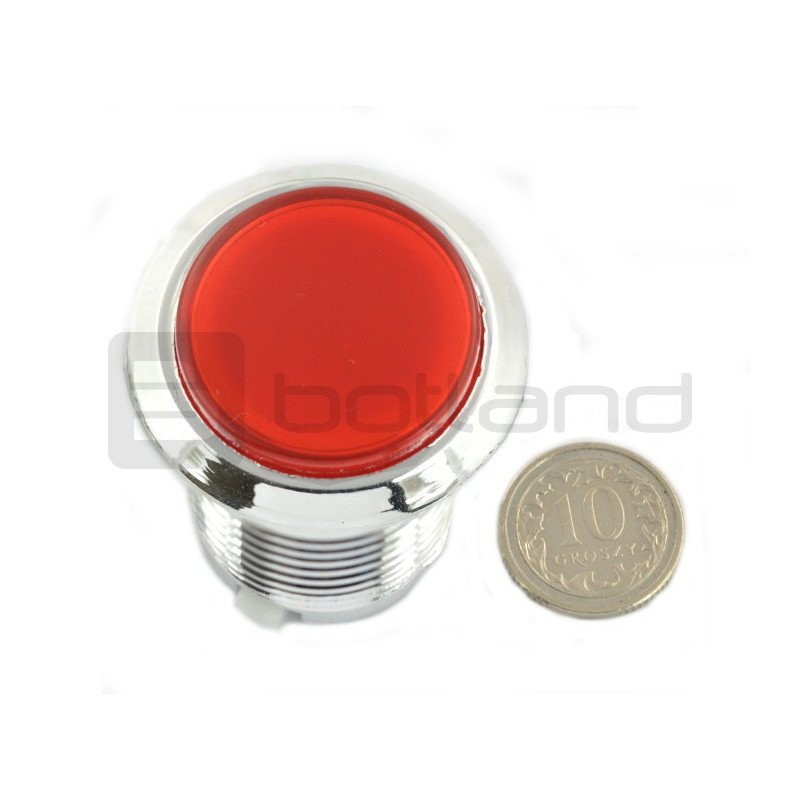 Tlačítko 3,3 cm - červené podsvícení