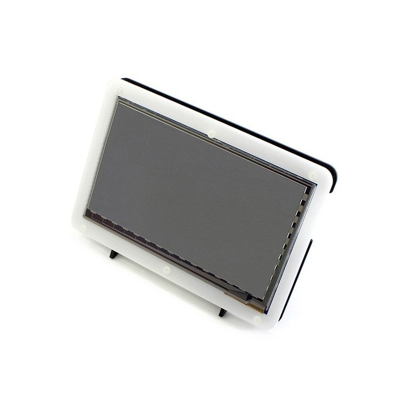 TFT kapacitní dotyková obrazovka LCD 7 '' 1024x600px HDMI + USB pro Raspberry Pi 2 / B + + černobílé pouzdro