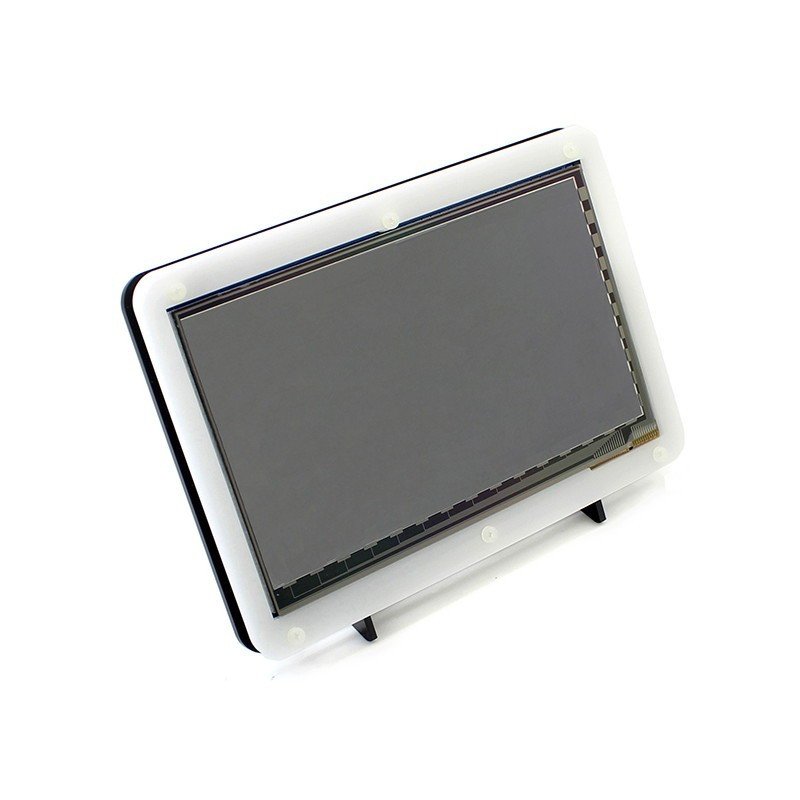 TFT kapacitní dotyková obrazovka LCD 7 '' 1024x600px HDMI + USB pro Raspberry Pi 2 / B + + černobílé pouzdro