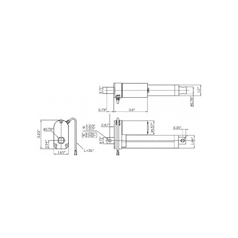 Lineární pohon LACT10-12V-20 500N 13 mm / s zdvih 12 - 25 cm