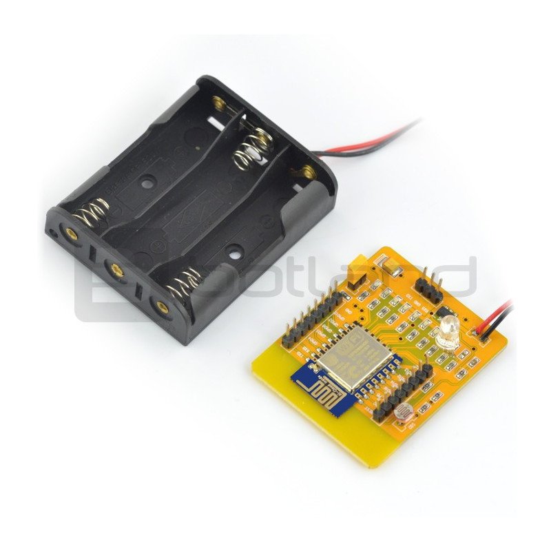 Žlutá deska ESP8266 - WiFi modul ESP-12 + koš na baterie