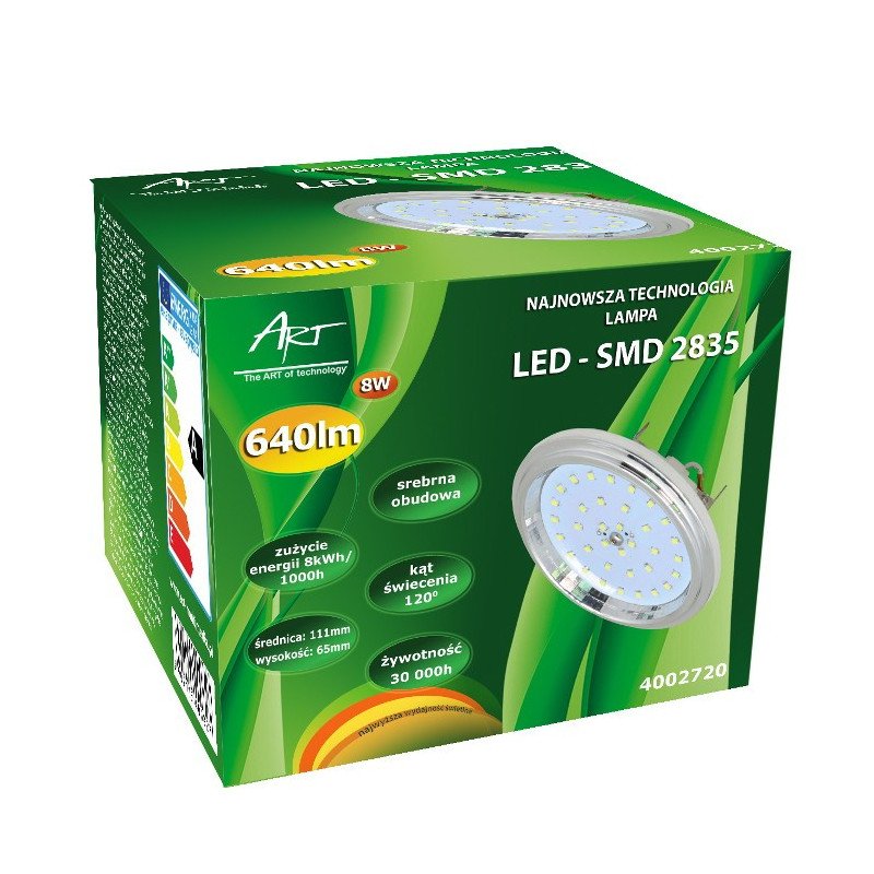 LED žárovka ART, AR111, G53, 8W, 640lm, teplá barva